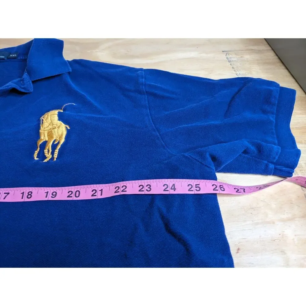 Polo Ralph Lauren Big Pony Size XXL 2XL Vintage Blue Gold Pony Polo Shirt